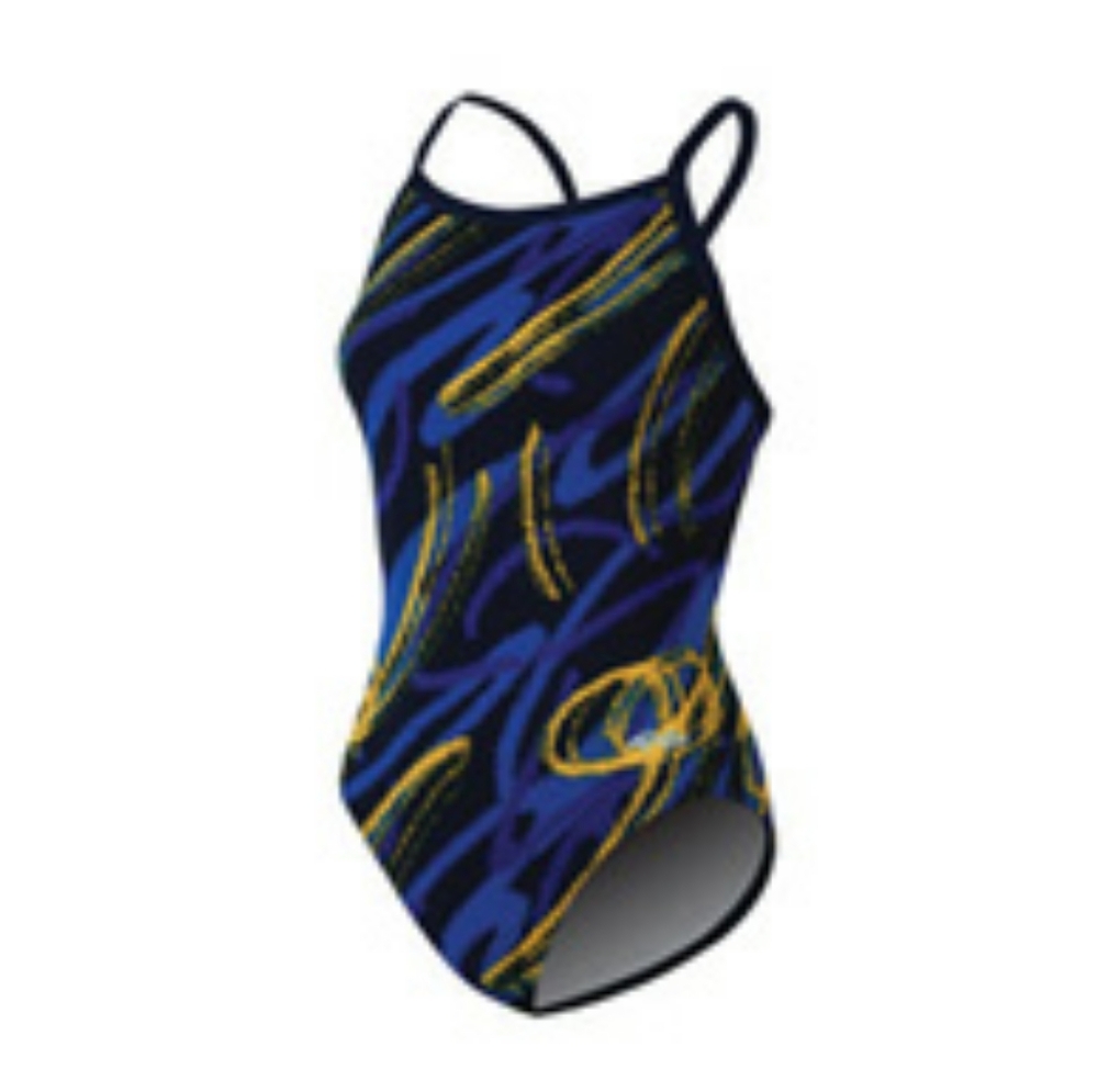 Dolfin Artistic Black and Blue One Piece Swimsuit